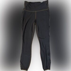 Athleta Leggings Gray With Brown Stitching Side Cut Outs Pants Women’s Small